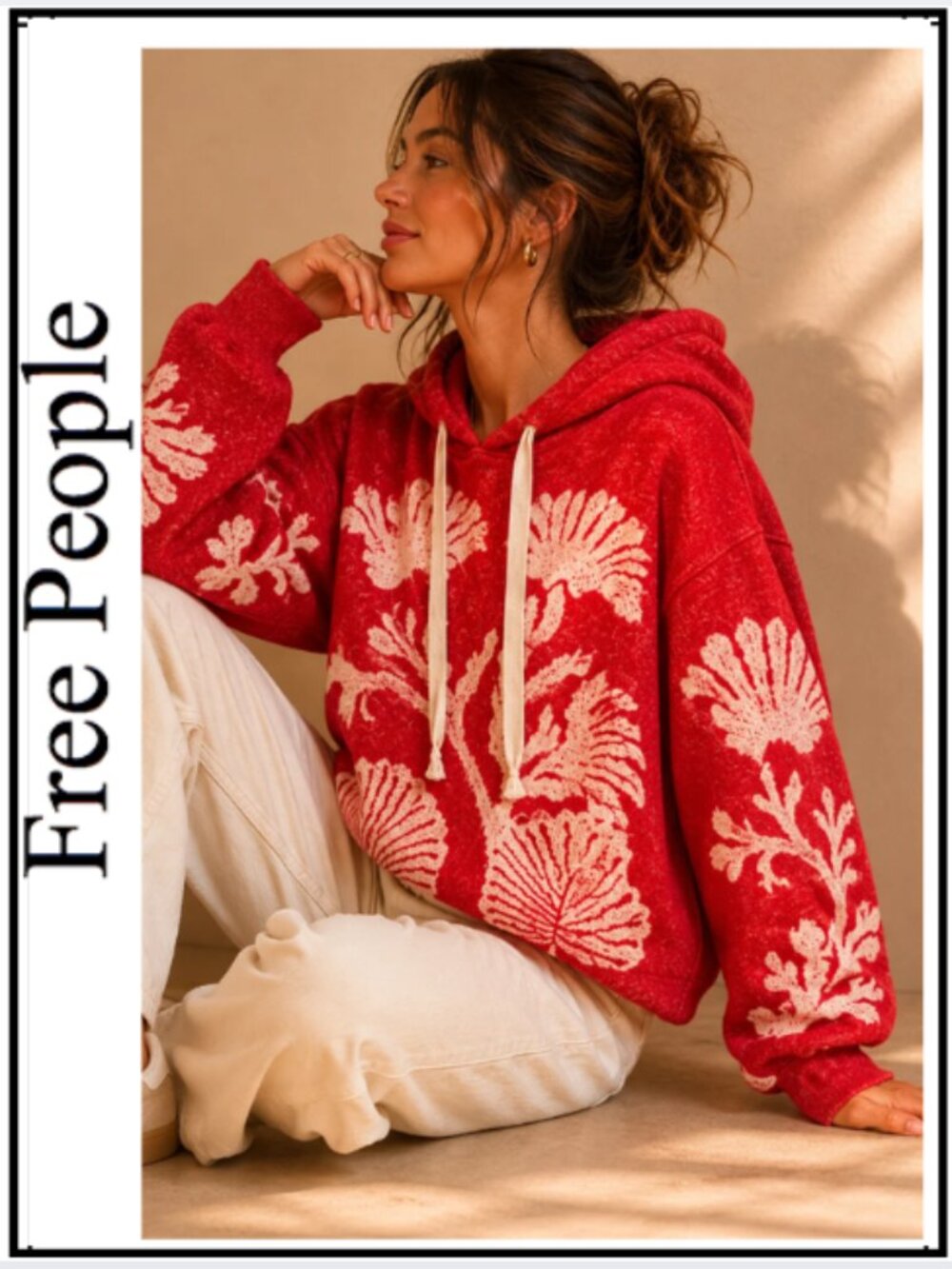 Free People  Hoodie XS Cherry Combo